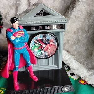 Justice League Coin Bank With Alarm Clock Featuring Superman TESTED